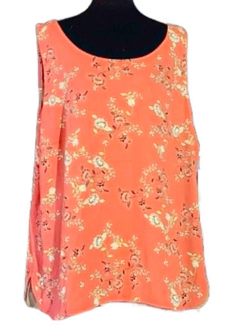 Chico’s Reversible Tank Top Women’s Size 4 Floral Coral Gray 2 in 1 Sleeveless